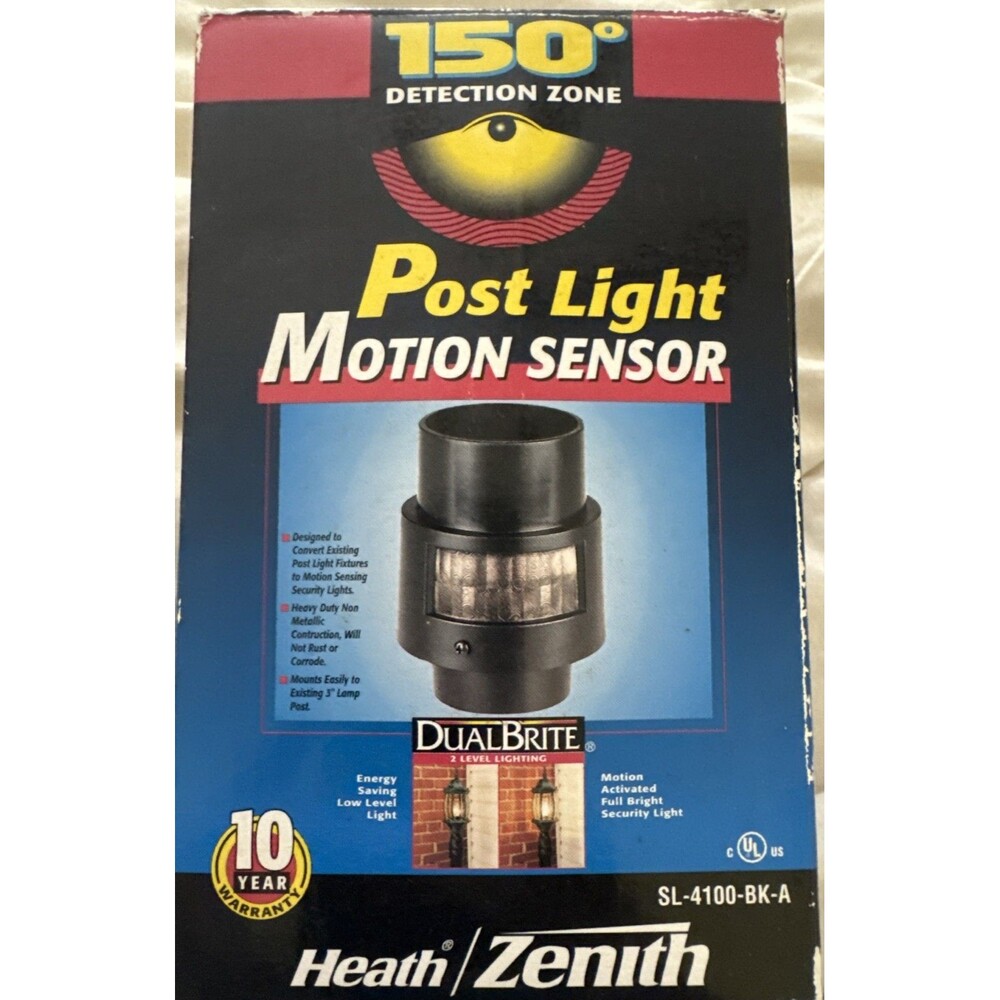 Heath Zenith SL-4100BK-A 150 Degree Motion Sensing Post Light Adapter Black